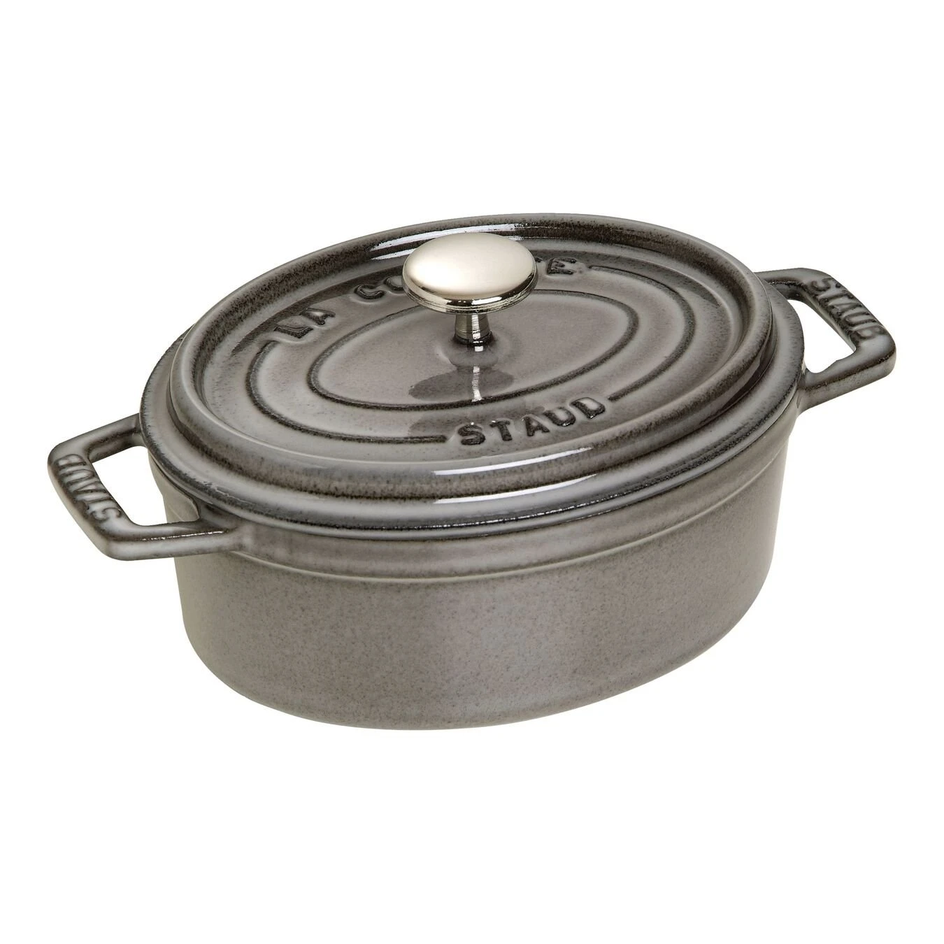 Staub Cocotte 15 Cm, Oval, Graphit-Grau, Gusseisen 1 Staub Cocotte 15 Cm, Oval, Graphit-Grau, Gusseisen