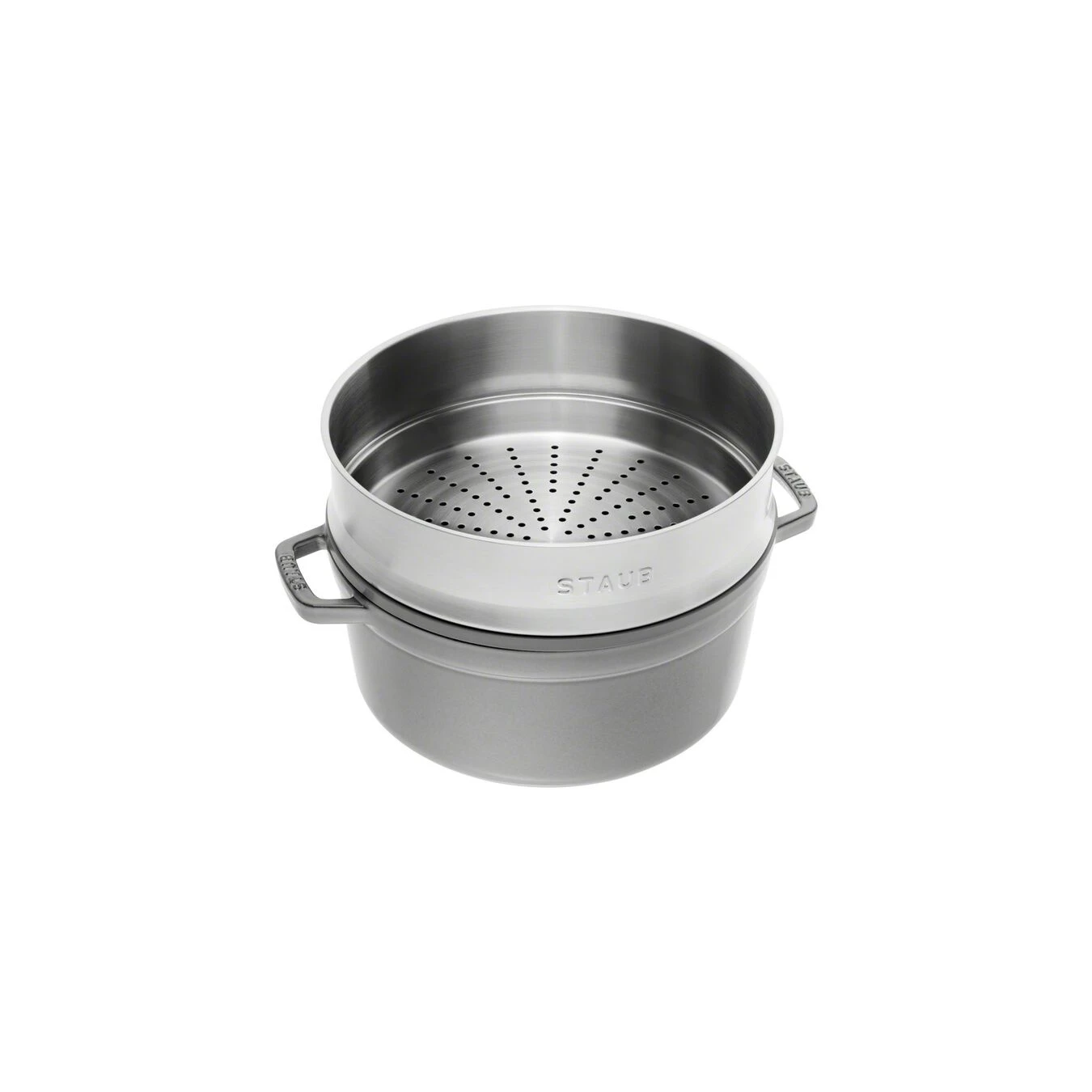 Staub Cocotte Mit Dämpfeinsatz 26 Cm, Rund, Graphit-Grau, Gusseisen 2 Staub Cocotte Mit Dämpfeinsatz 26 Cm, Rund, Graphit-Grau, Gusseisen – Bild 2