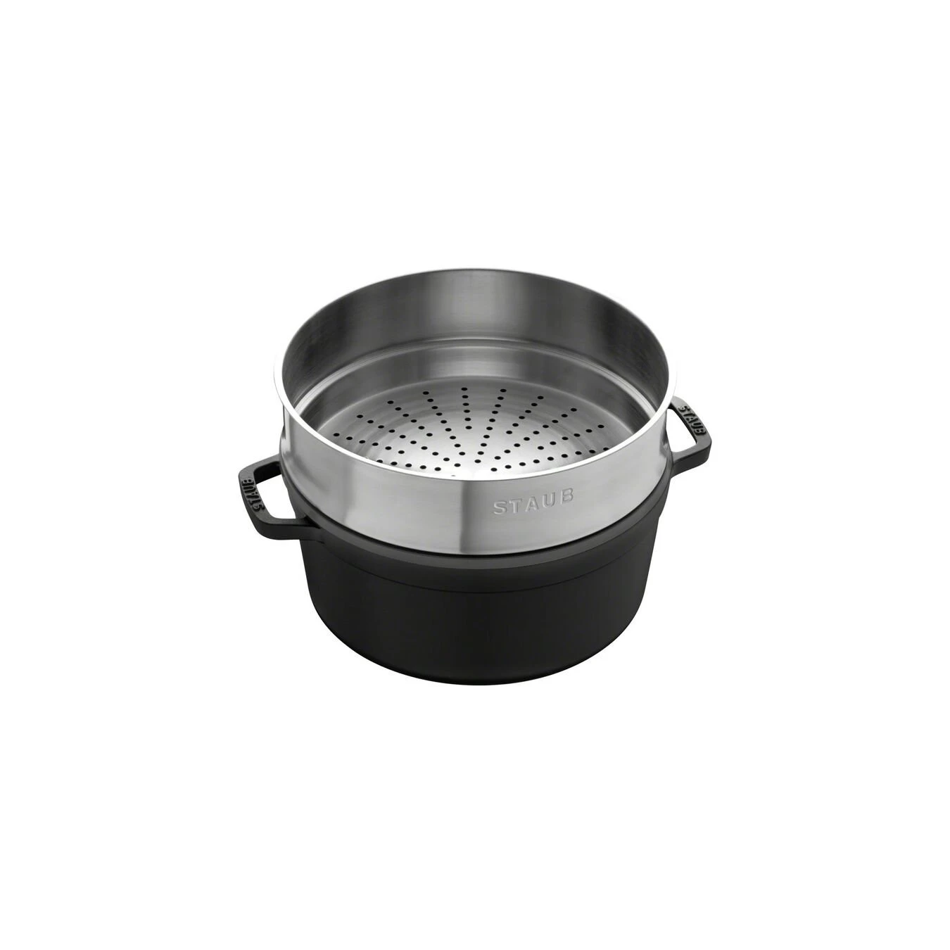 Staub Cocotte Mit Dämpfeinsatz 26 Cm, Rund, Schwarz, Gusseisen 2 Staub Cocotte Mit Dämpfeinsatz 26 Cm, Rund, Schwarz, Gusseisen – Bild 2