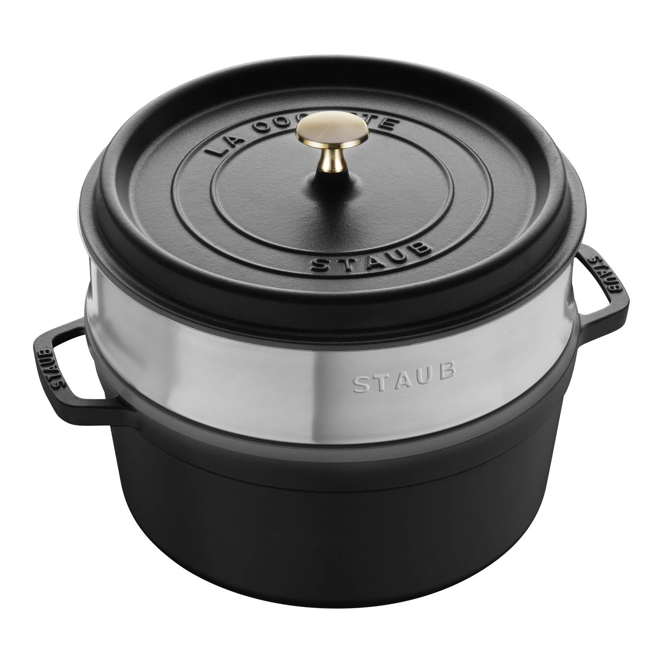 Staub Cocotte Mit Dämpfeinsatz 26 Cm, Rund, Schwarz, Gusseisen 1 Staub Cocotte Mit Dämpfeinsatz 26 Cm, Rund, Schwarz, Gusseisen