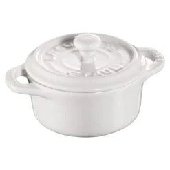 Staub Mini Cocotte 10 Cm, Rund, Reinweiß, Keramik